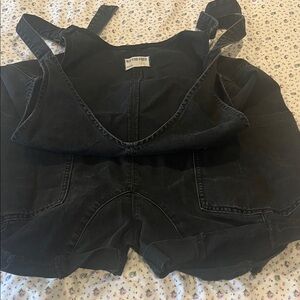 We The Free Black Denim Short Overalls for women